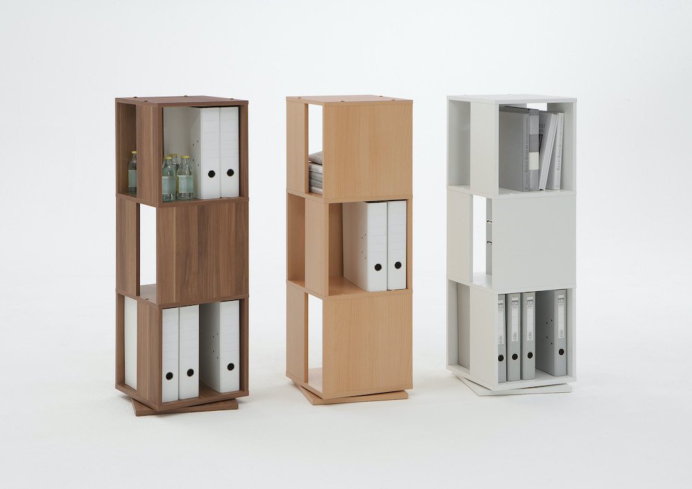 Étagère pivotante de rangement TOULOUSE coloris gris anthracite matera et bois vieilli old style foncé 3 compartiments